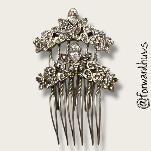 Vintage Ornate Rhinestone Hair Comb Set - Half Size Pair - Picture 7 of 8